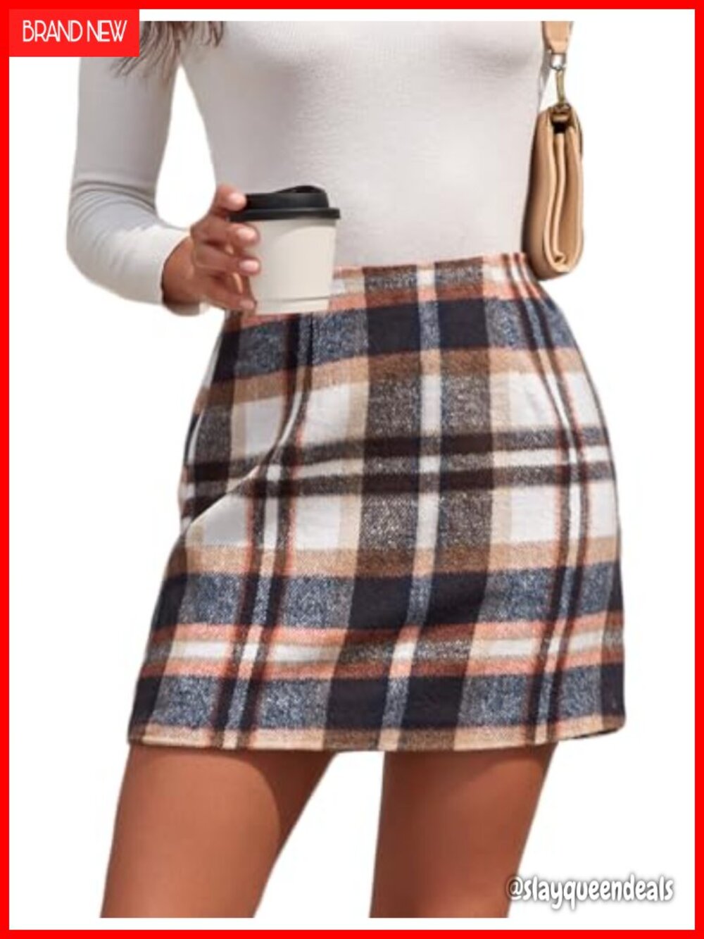 Women's Plaid High Waisted Pencil Mini Midi Skirt A Line Wool